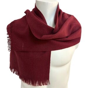 Vintage German 100% Cashmere Scarf for Eaton’s 🇩🇪 – Deep Wine Red Fringe